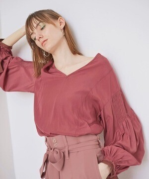 LADYMADE グログランカフスリボンブラウス