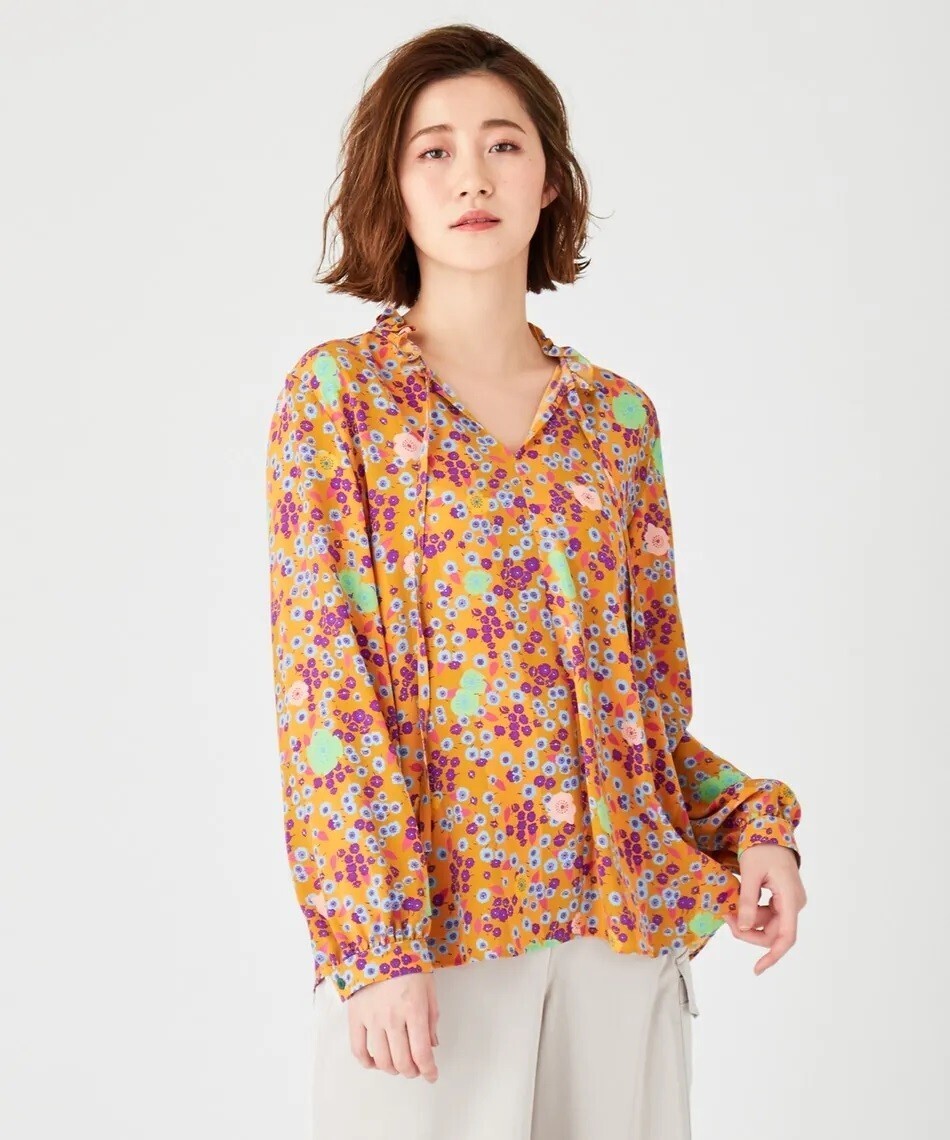 Paul Smith 【洗える！】プリンテッドソフトストライプフローラル ブラウス