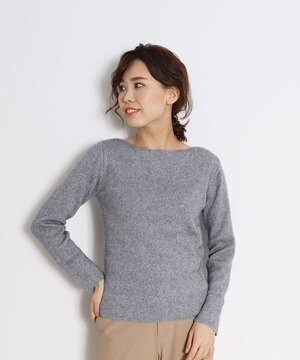 RACEA フェレット混スカラップネックプルオーバー