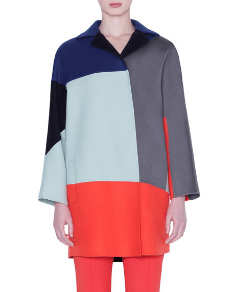 Akris Einstein Short Cashmere Coat In Multi Pattern