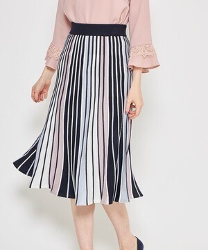 tocco タック編みカラフルストライプニットスカート