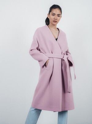 STUNNING LURE ノーカラーVネックコート