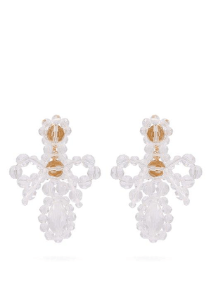 Simone Rocha Crystal Embellished Cross Earrings In White