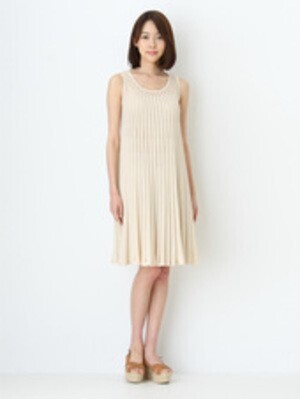 Sybilla リブプリーツノースリーブニットワンピース