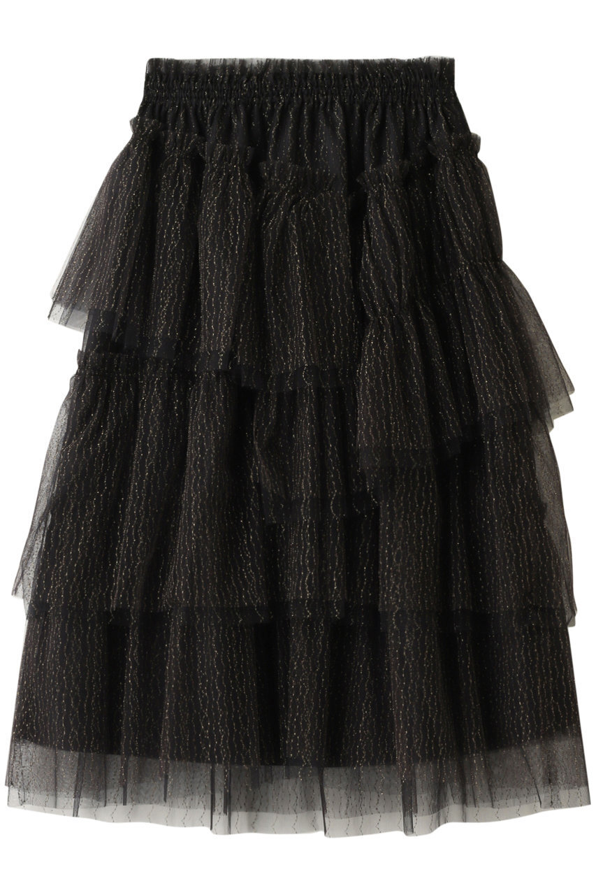 LANVIN en Bleu メタリックチュールティアードスカート