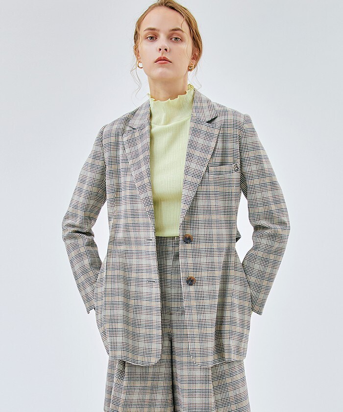 LANVIN en Bleu テーラードチェックジャケット