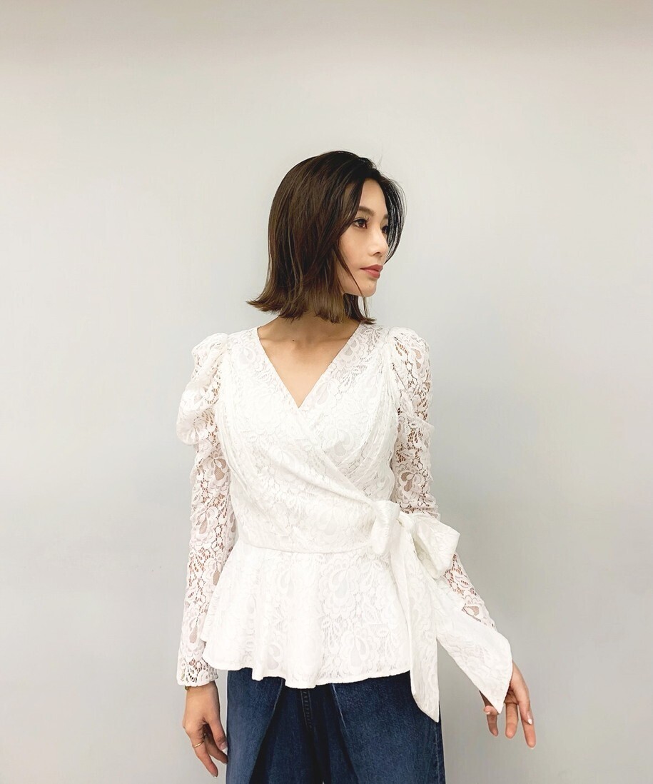W DOT レースカシュクールブラウス
