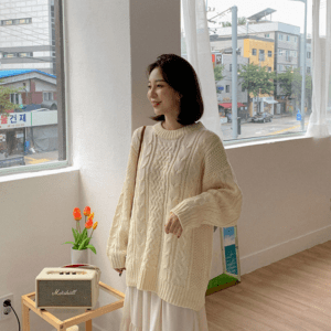 MERONGSHOP デイリーベーシックケーブルニット[MADE.M]