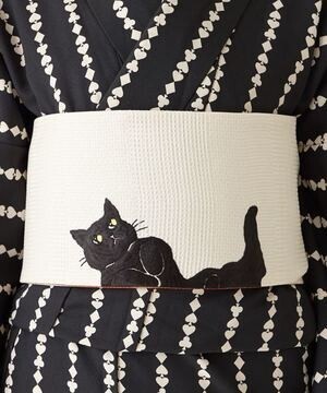 ふりふ 半巾帯「ごろん猫」