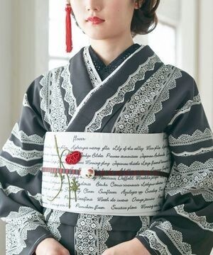 ふりふ 押花刺繍半巾帯