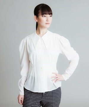HIROKO KOSHINO 【洗える/日本製】デザインシフォンブラウス