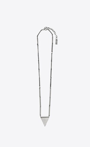 SAINT LAURENT テクスチャード加工したトライアングルペンダントネックレス