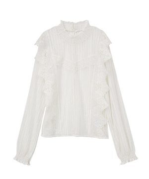 LILLIAN CARAT ハイネックレースブラウス