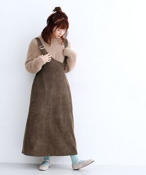 merlot 2wayコーデュロイアシメジャンパースカート