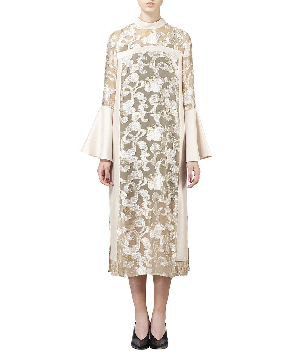 EBONY FLOWER CUT JACQUARD DRESS