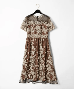 GRACE CONTINENTAL ドットフロッキー刺繍ワンピース