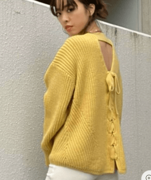 EVRIS バックレースアップルーズニットプルオーバー