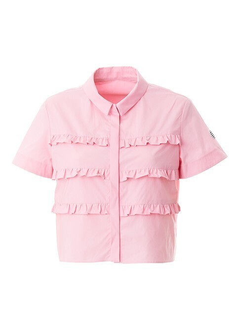 BORDERS at BALCONY CROPPED COTTON SHIRT