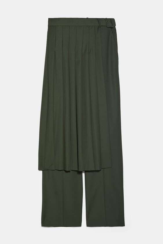 ZARA レイヤード仕様プリーツスカート付きパンツ