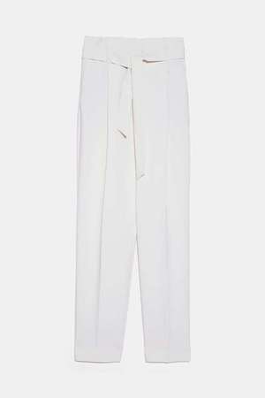 ZARA ベルト付きペーパーバッグパンツ