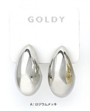 GOLDY 2190106 A ボリューム メタルドロップ イヤリング シルバー