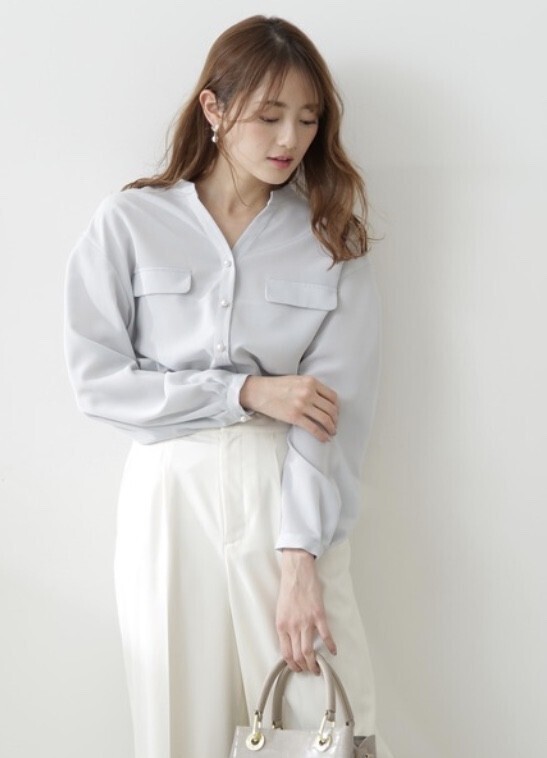 PROPORTION BODY DRESSING バックチェーンキーネックブラウス