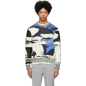 3.1phillip lim ブラック & ブルー ジャカード スウェットシャツ