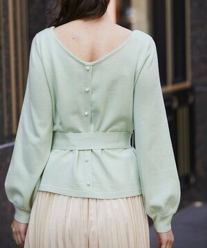 tocco closet luxe ベルト付き前後2WAYパール装飾ニットプルオーバー