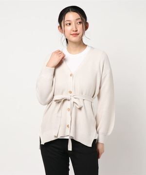 ikka ベルト付きニットカーディガン