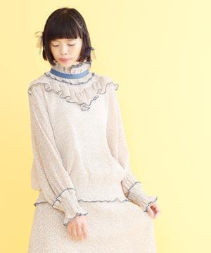 merlot メローシャーリング小花柄ブラウス