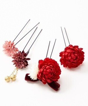 ふりふ ヘアピン「ぽんぽん菊Uピンセット」