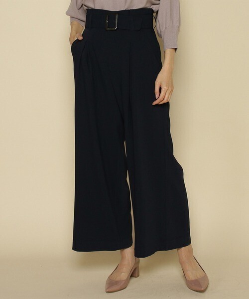 And Couture ベルト付きワイドパンツ