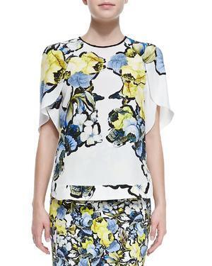ERDEM Rakeen Silk Petal Top