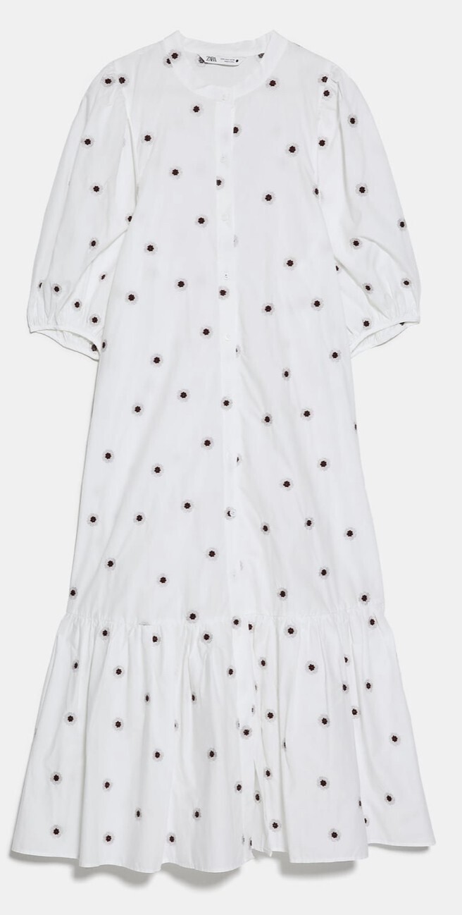 ZARA EMBROIDERED MIDI DRESS