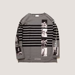TAKAHIROMIYASHITATheSoloist. jimmy stripe oversized boat neck shirt