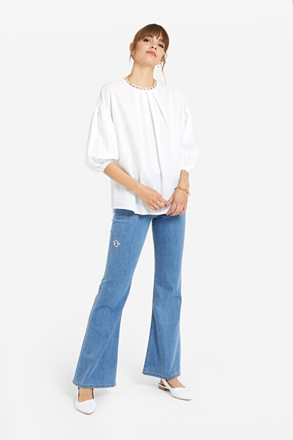 ottod’Ame MAGLIA IN MISTO COTONE CON RICAMO SULLO SCOLLO