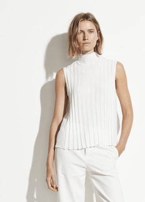 VINCE. Sleeveless Mixed Rib Turtleneck