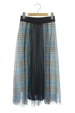 VIVIENNE TAM 19AW PLAID PRINT ON NETTING SKIRT