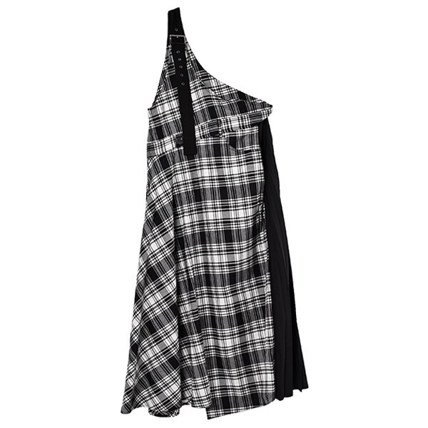 AULA AILA CHECK ONE SHOULDER JUMPER SKIRT
