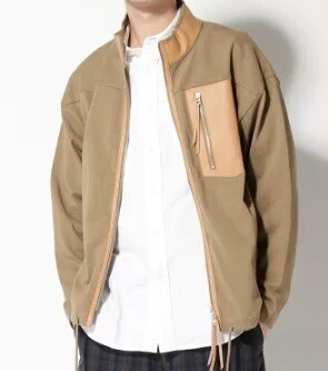 BEAMS LIGHTS メリヤス レザーコンビ スタンドブルゾン