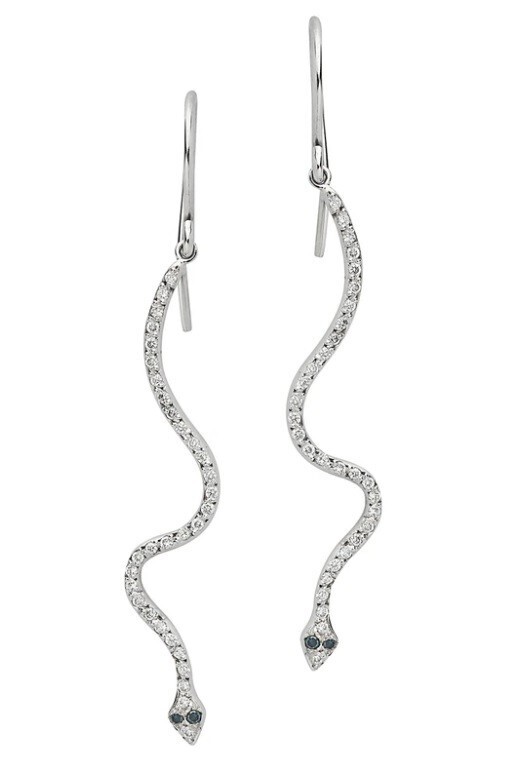 ILEANA MAKRI LUCKY SNAKE EARRINGS W-D-BLUE D