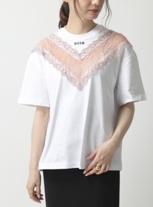 MSGM 半袖Tシャツ コットン レース