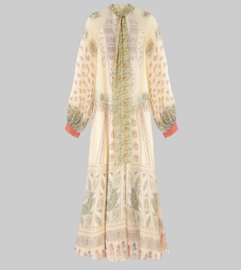 ETRO プリント入り シフォン ロングドレス
