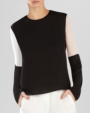 BCBG MAXAZRIA ラップ バック カラー ブロック ロングスリーブ