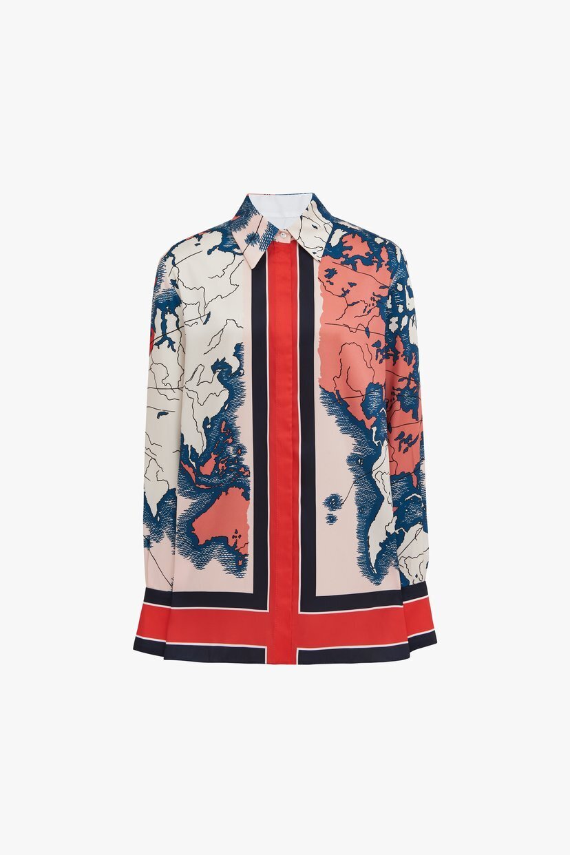Victoria Beckham Map Print Shirt in Red