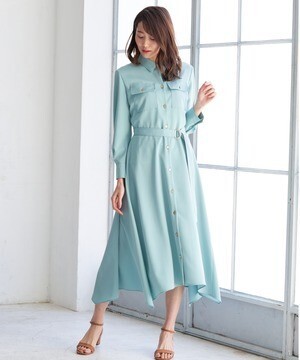 ANAYI ツイルストレッチシャツワンピース