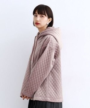 merlot キルティングスエードパーカー
