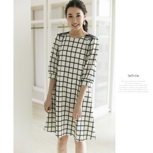 tocco ショルダーレース付きチェック柄ワンピース