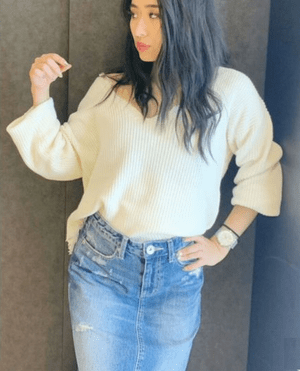 GYDA Vネックグラインダーニットトップス