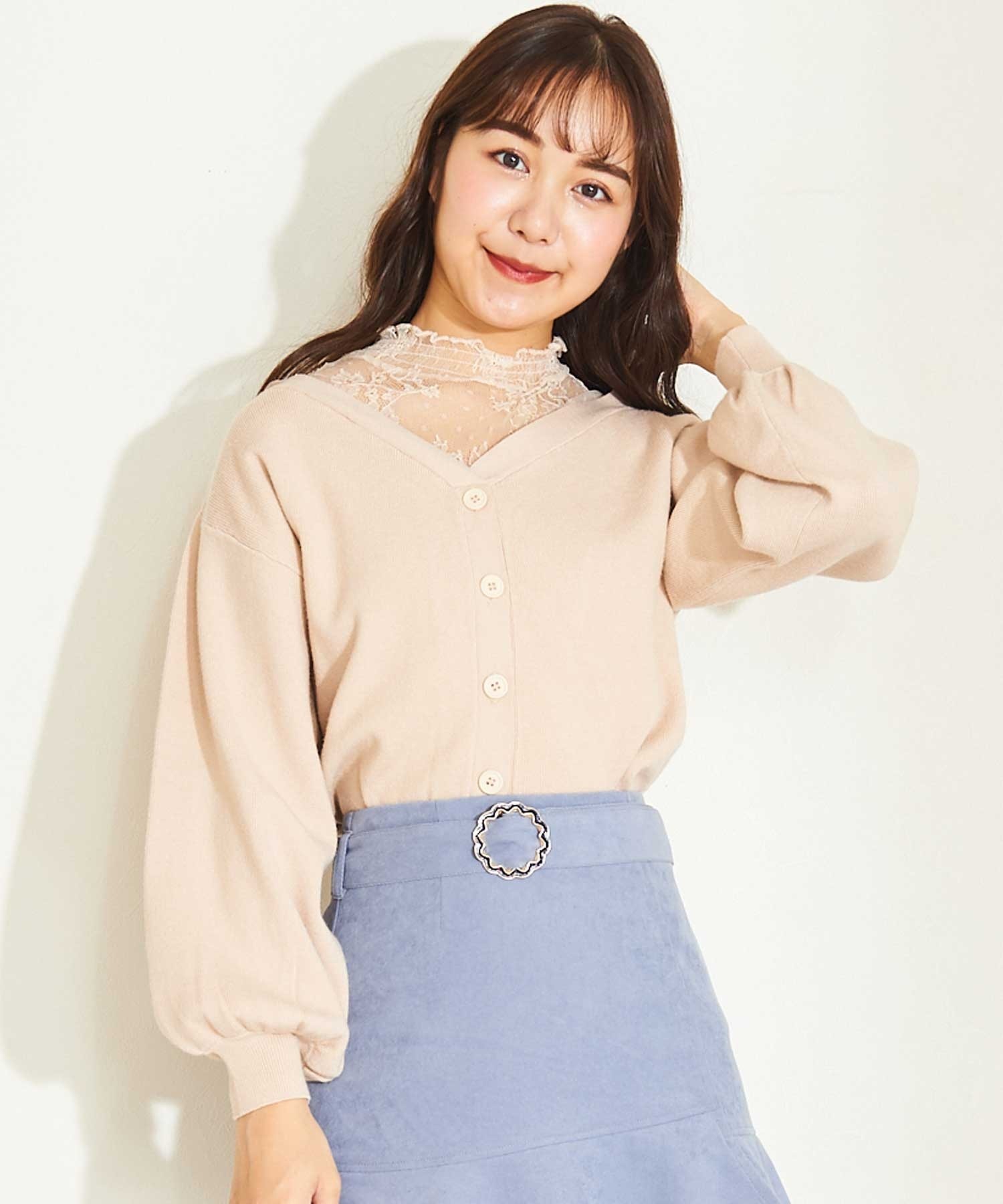 titty & Co. オフショルレースニットトップス